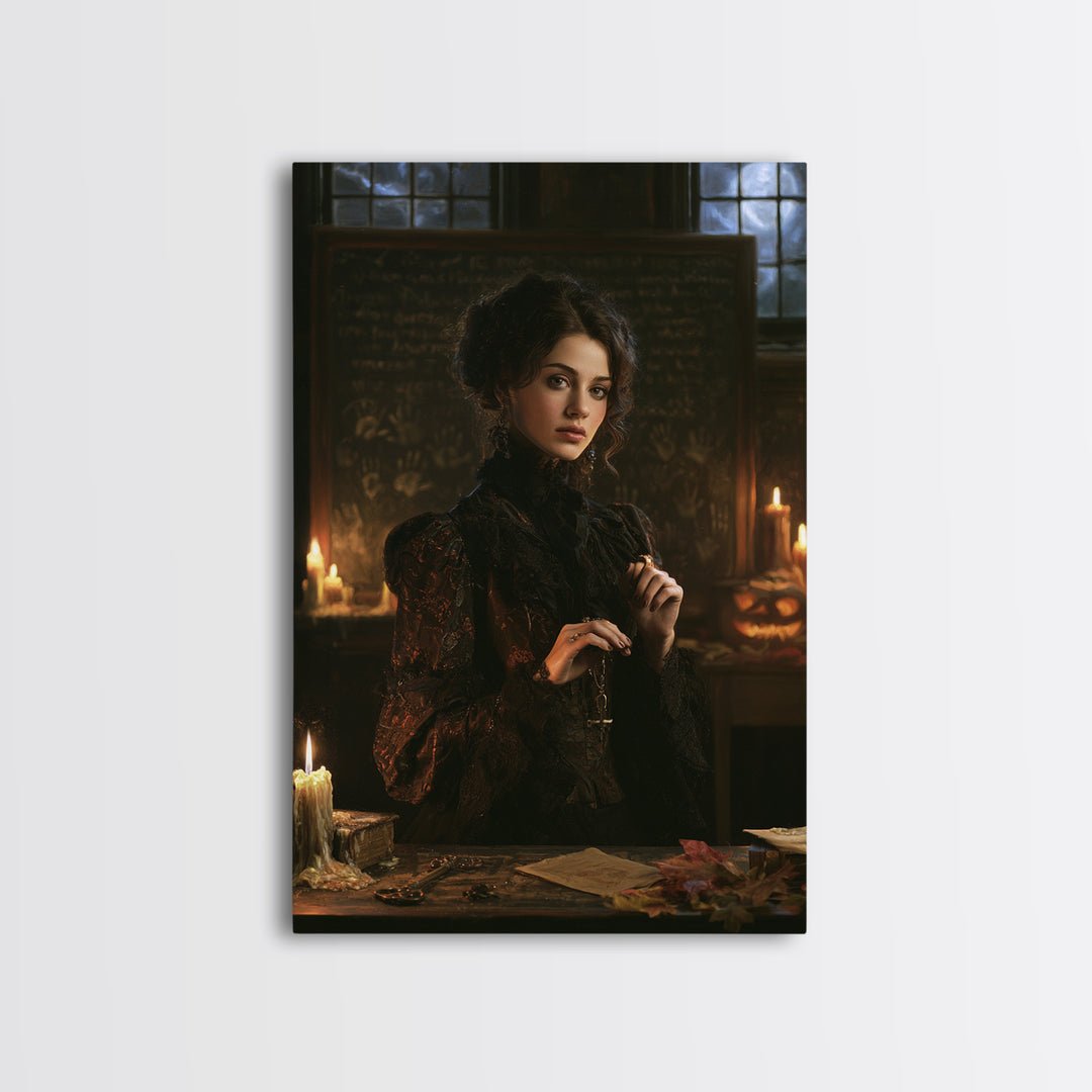 The Silent Schoolhouse, Macabre Victorian Decor, Vertical Wall Art, Canvas Print, Gothic Wall Decor, Halloween Portrait Art