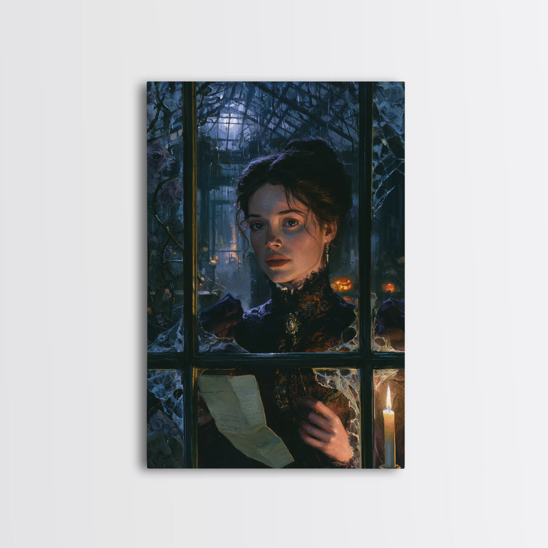 The Cemetery Greenhouse, Victorian Gothic Art, Vertical Wall Art, Canvas Print, Gothic Wall Decor, Halloween Portrait Art