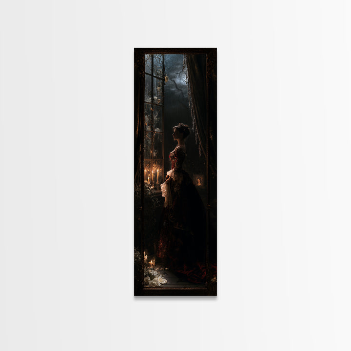 The Cemetery Greenhouse, Antique Gothic Portrait, Tall Narrow Wall Art, Canvas Print, Gothic Wall Decor, Halloween Portrait Art