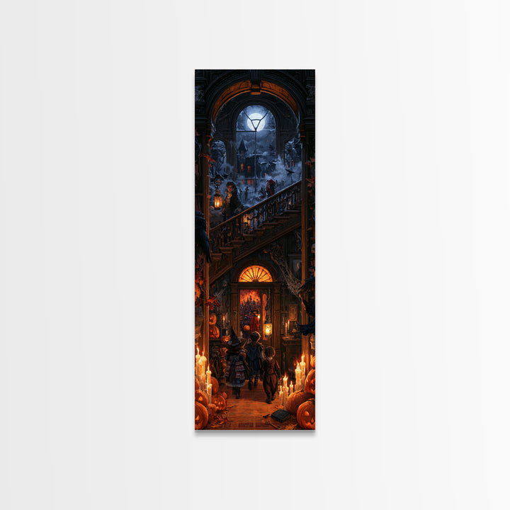 The Trick-Or-Treat Procession, Macabre Victorian Decor, Tall Narrow Wall Art, Canvas Print, Gothic Wall Decor, Halloween Portrait Art