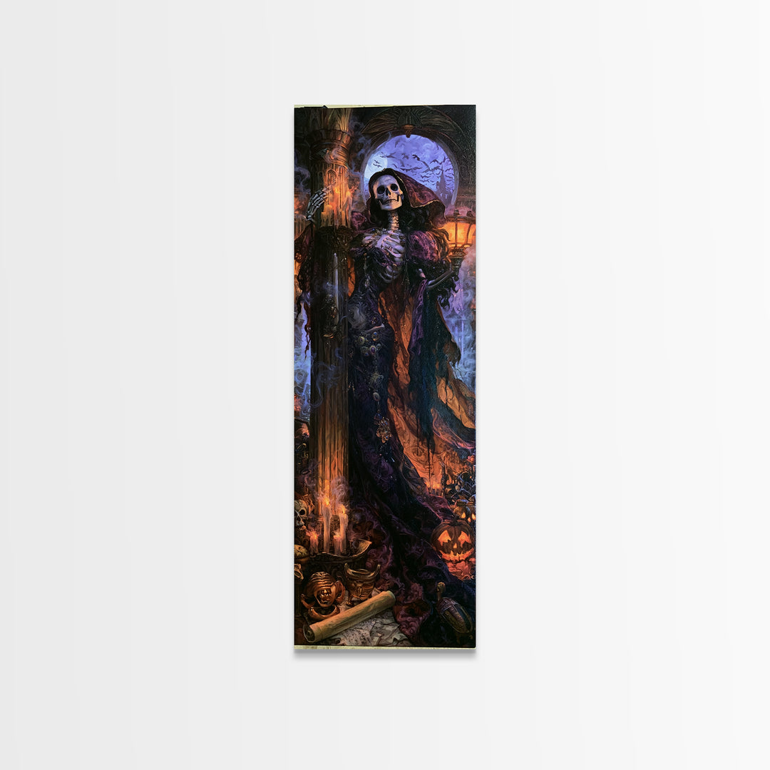The Graveyard Dance, Macabre Victorian Decor, Tall Narrow Wall Art, Canvas Print, Gothic Wall Decor, Halloween Portrait Art