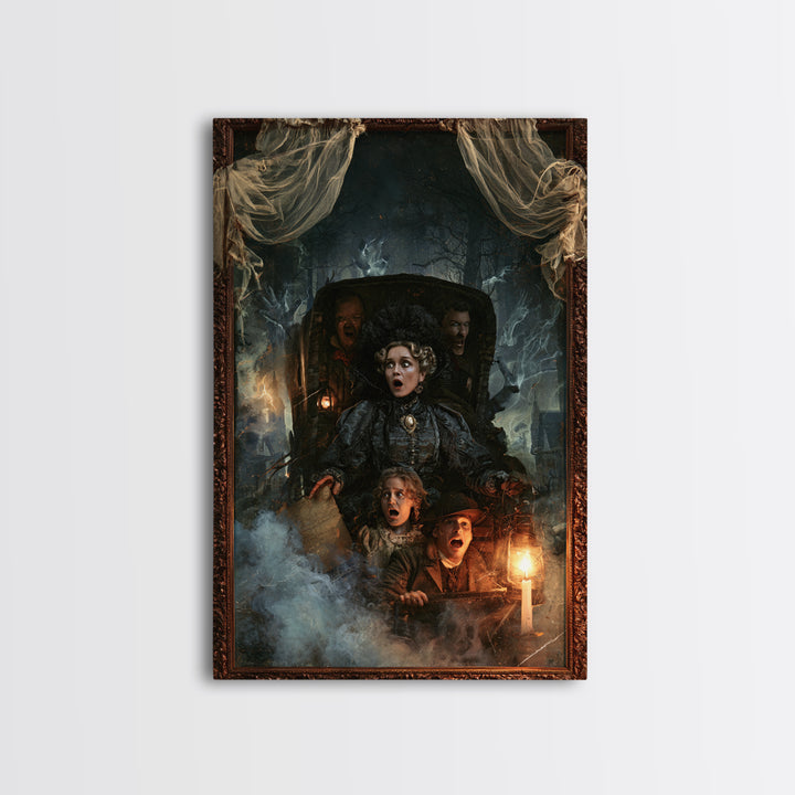 The Haunted Hayride, Dark Academia Wall Art, Vertical Wall Art, Framed Canvas Print, Gothic Wall Decor, Halloween Portrait Art