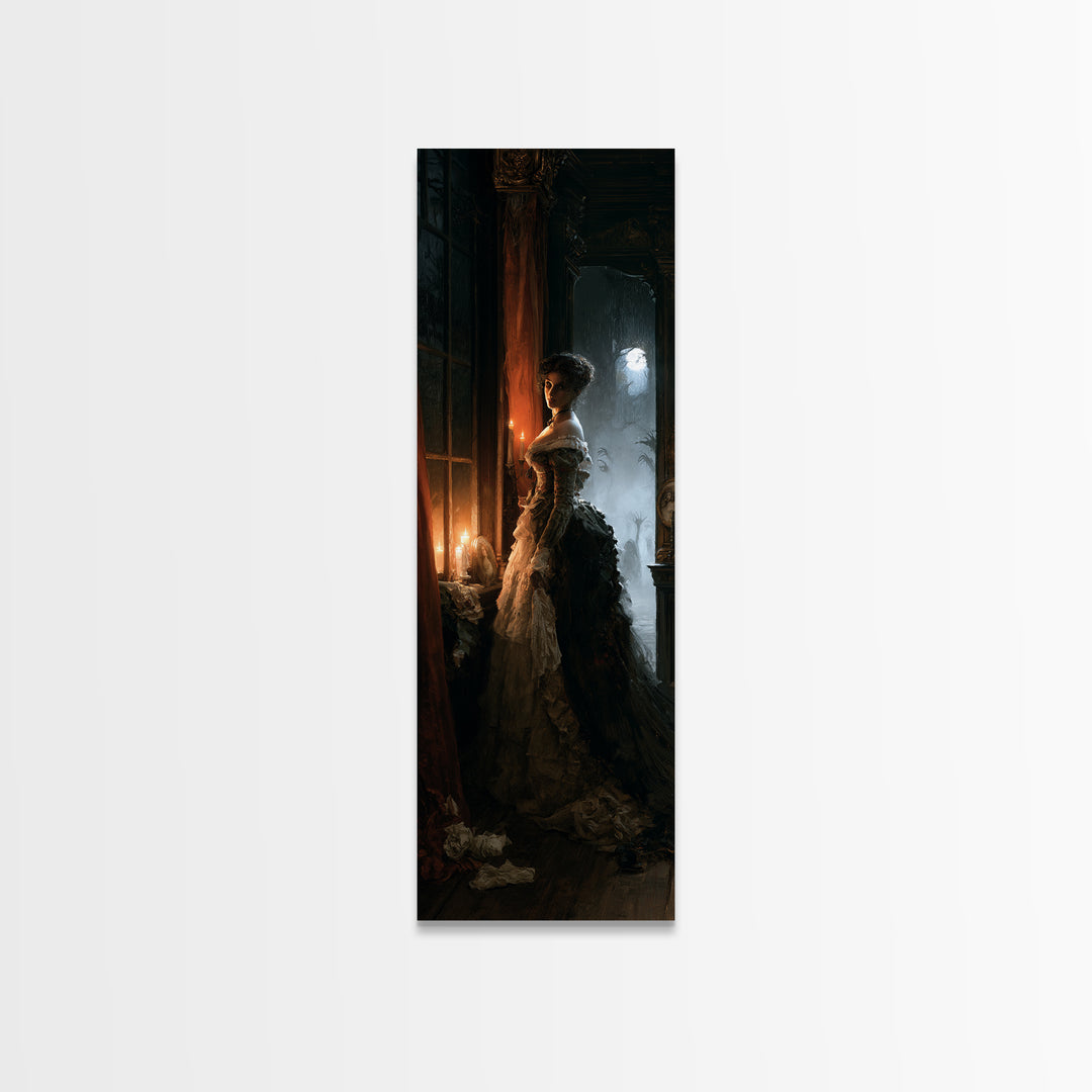The Haunted Hayride, Macabre Victorian Decor, Tall Narrow Wall Art, Canvas Print, Gothic Wall Decor, Halloween Portrait Art