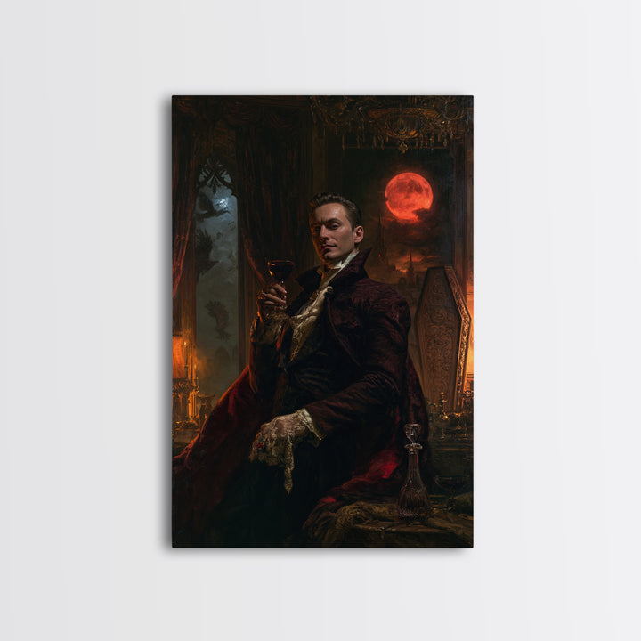 The Vampire Banquet, Antique Gothic Portrait, Vertical Wall Art, Canvas Print, Gothic Wall Decor, Halloween Portrait Art, Gothic Home Decor