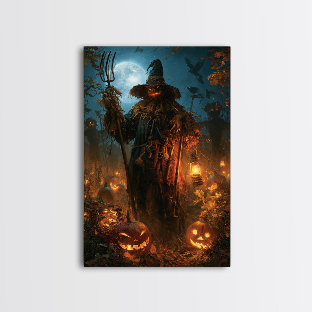 The Scarecrow Uprising, Macabre Victorian Decor, Vertical Wall Art, Framed Canvas Print, Gothic Wall Decor, Halloween Portrait Art