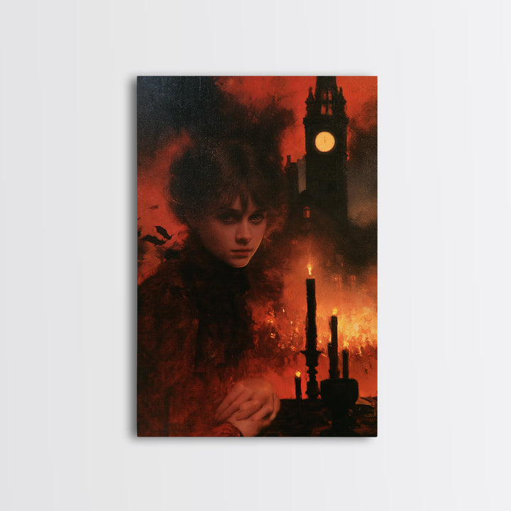 The Thirteenth Bell, Victorian Horror Portrait, Vertical Wall Art, Canvas Print, Gothic Wall Decor, Halloween Portrait Art, Macabre Wall Art