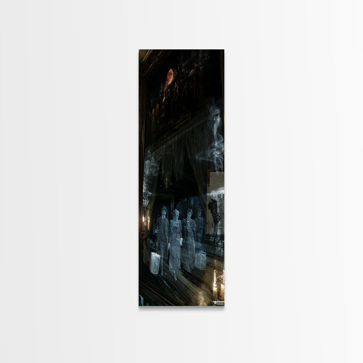 The Ghost Train Arrival, Victorian Gothic Art, Tall Narrow Wall Art, Framed Canvas Print, Gothic Wall Decor, Halloween Portrait Art