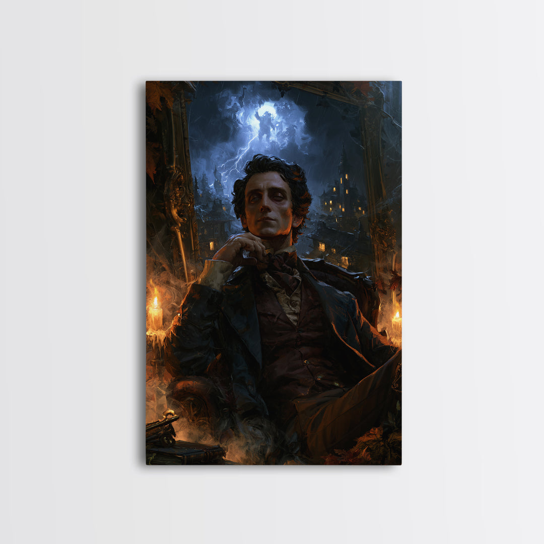 The Halloween Storm, Victorian Gothic Art, Vertical Wall Art, Canvas Print, Gothic Wall Decor, Halloween Portrait Art, Gothic Home Decor