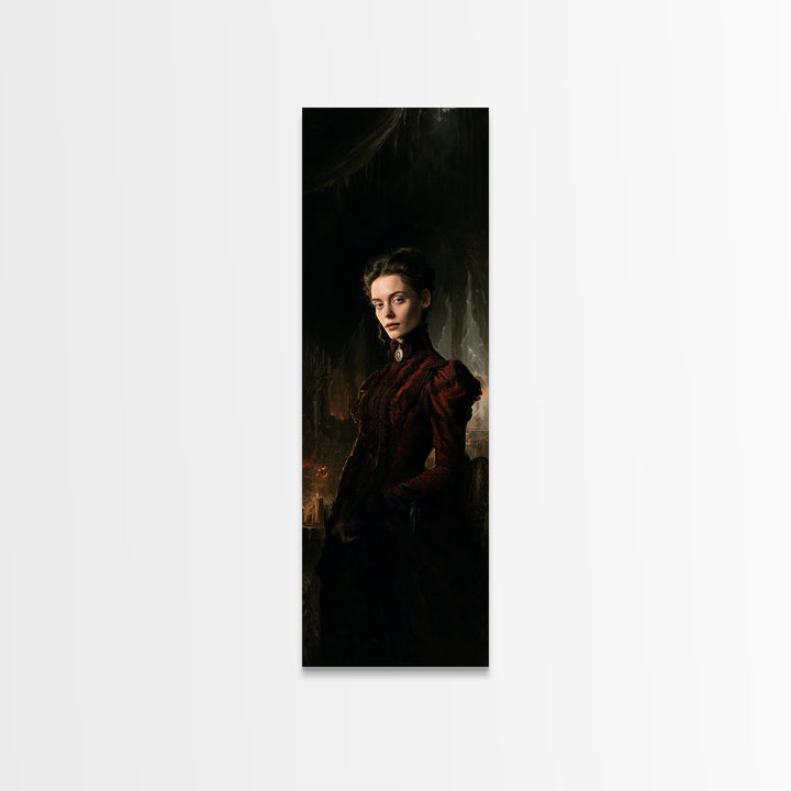 The Halloween Storm, Dark Academia Wall Art, Tall Narrow Wall Art, Framed Canvas Print, Gothic Wall Decor, Halloween Portrait Art