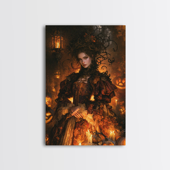 The First Frost Awakening, Victorian Gothic Art, Vertical Wall Art, Framed Canvas Print, Gothic Wall Decor, Halloween Portrait Art