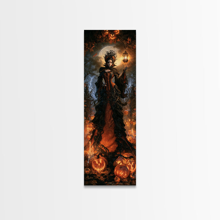 The First Frost Awakening, Victorian Gothic Art, Tall Narrow Wall Art, Framed Canvas Print, Gothic Wall Decor, Halloween Portrait Art