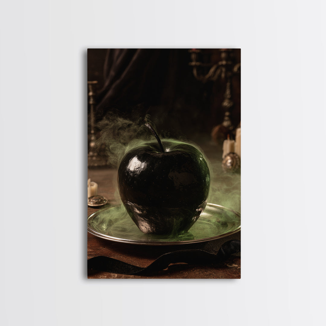 The Poisoned Apple, Antique Gothic Portrait, Vertical Wall Art, Canvas Print, Gothic Wall Decor, Halloween Portrait Art
