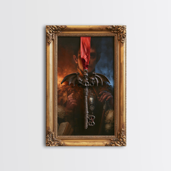 The Coffin Key, Macabre Victorian Decor, Vertical Wall Art, Canvas Print, Gothic Wall Decor, Halloween Portrait Art, Halloween Decor