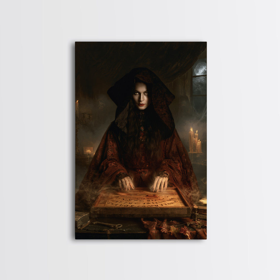 The Antique Spirit Board, Victorian Gothic Art, Vertical Wall Art, Canvas Print, Gothic Wall Decor, Halloween Portrait Art, Horror Wall Art