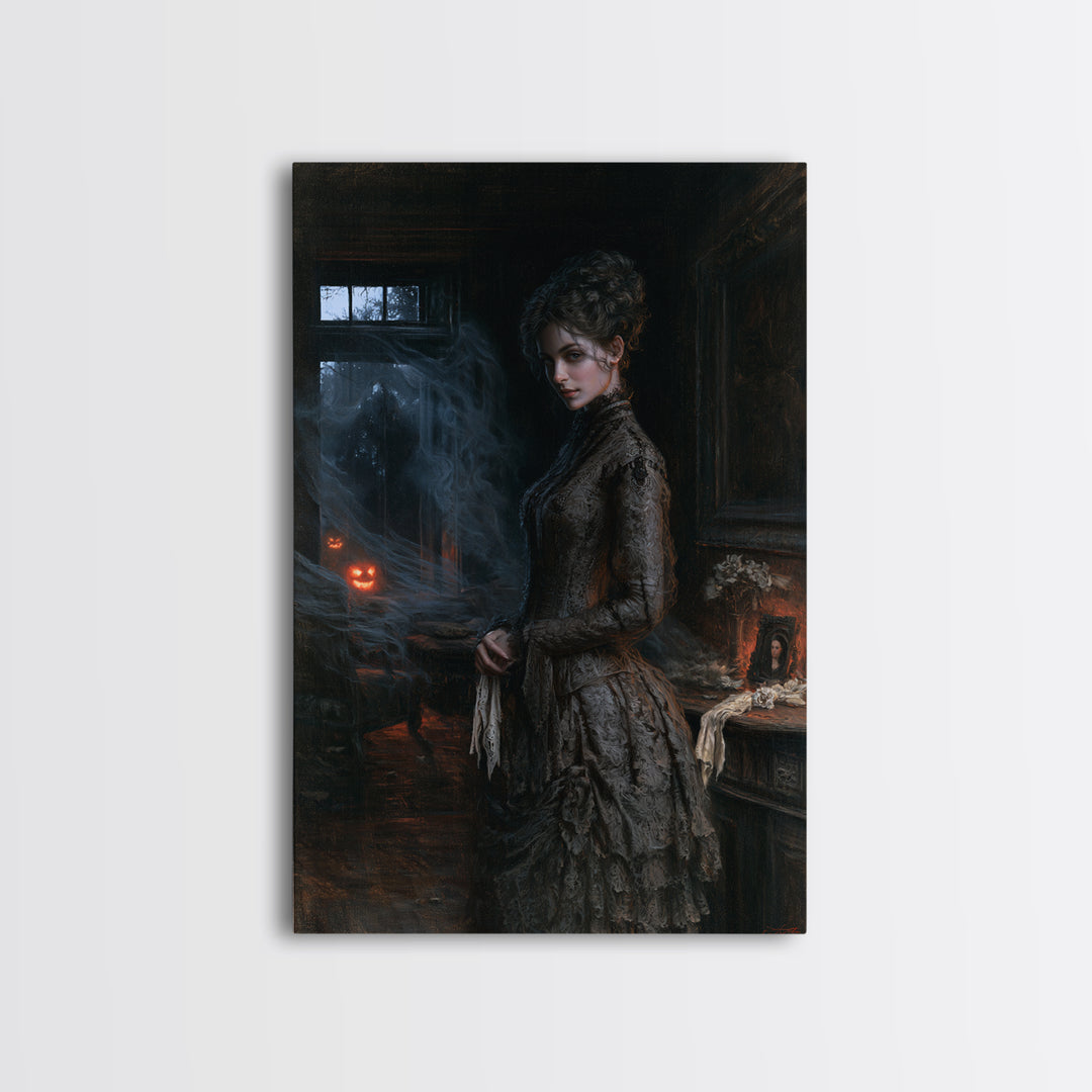 The Haunted Portrait, Antique Gothic Portrait, Vertical Wall Art, Canvas Print, Gothic Wall Decor, Halloween Portrait Art