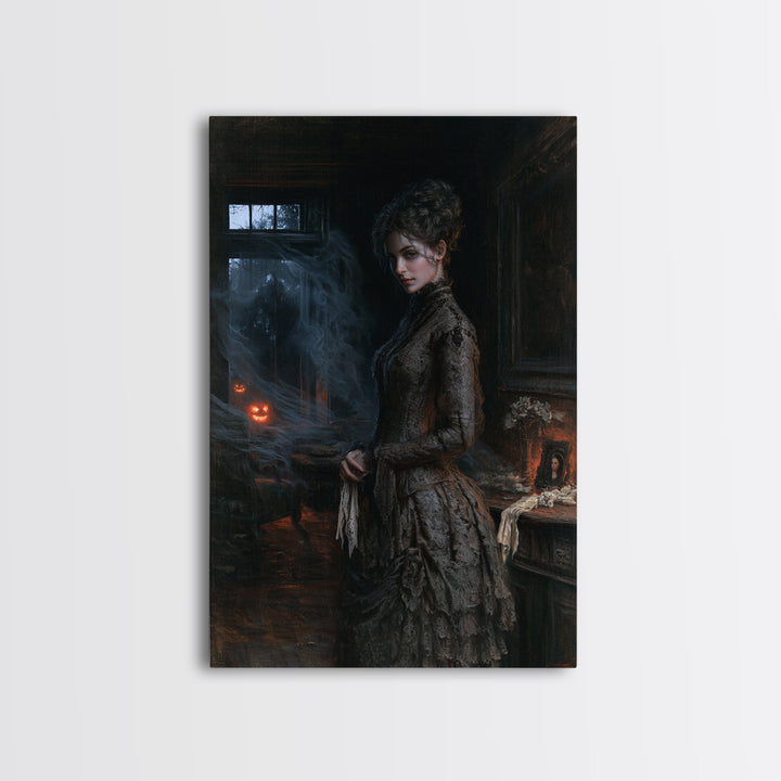 The Haunted Portrait, Antique Gothic Portrait, Vertical Wall Art, Canvas Print, Gothic Wall Decor, Halloween Portrait Art
