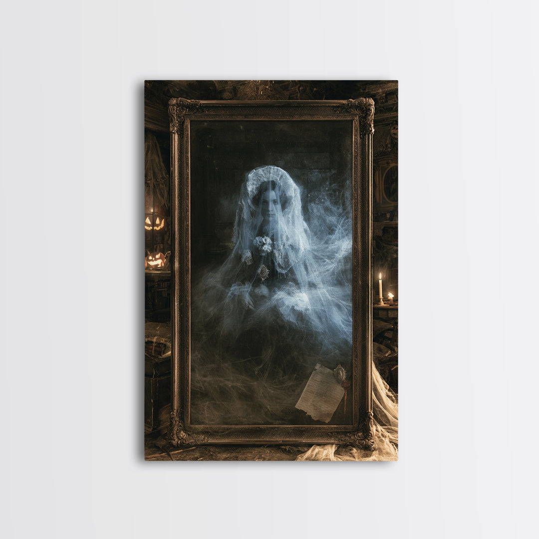 Victorian Mourning Halloween, Victorian Gothic Art, Vertical Wall Art, Canvas Print, Gothic Wall Decor, Halloween Portrait Art