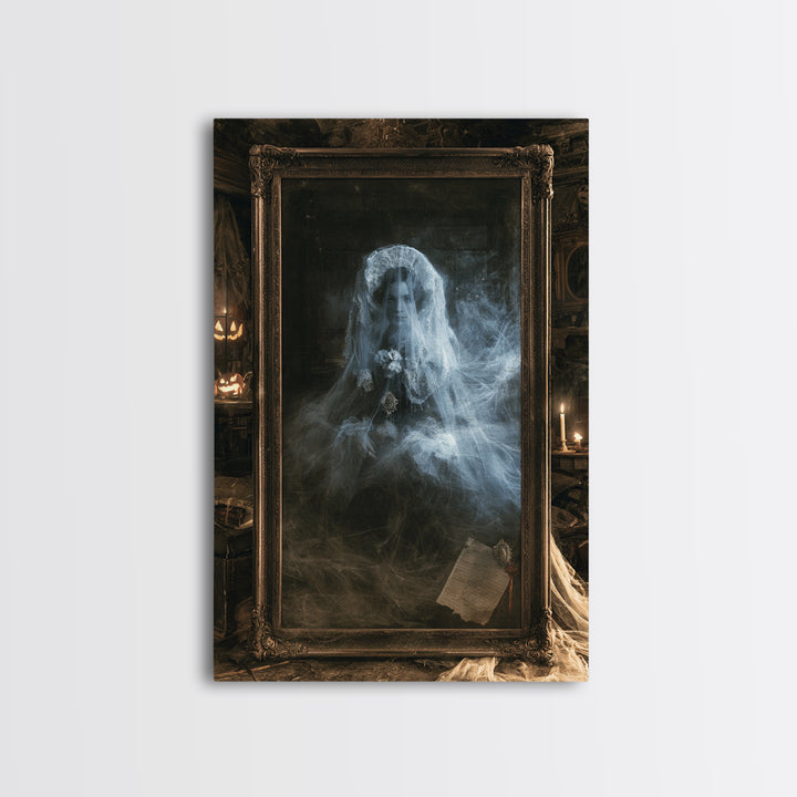 Victorian Mourning Halloween, Victorian Gothic Art, Vertical Wall Art, Canvas Print, Gothic Wall Decor, Halloween Portrait Art