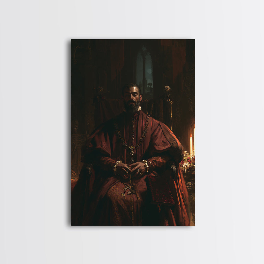 Medieval Danse Macabre, Macabre Victorian Decor, Vertical Wall Art, Framed Canvas Print, Gothic Wall Decor, Halloween Portrait Art