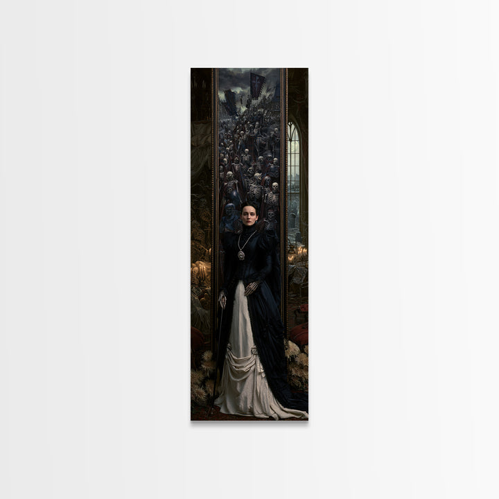 Medieval Danse Macabre, Macabre Victorian Decor, Tall Narrow Wall Art, Canvas Print, Gothic Wall Decor, Halloween Portrait Art