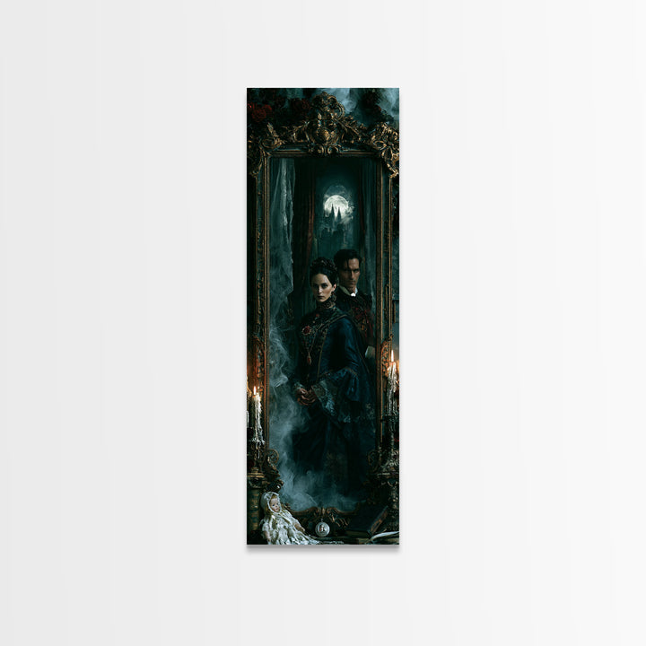 Gothic Romance, Victorian Gothic Art, Tall Narrow Wall Art, Canvas Print, Gothic Wall Decor, Halloween Portrait Art, Gothic Home Decor