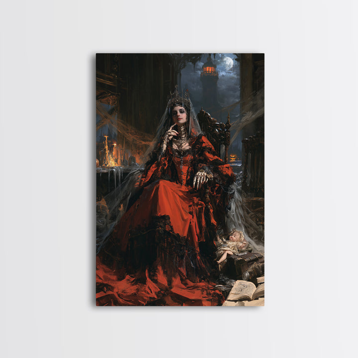 Haunted Seaside Halloween, Macabre Victorian Decor, Vertical Wall Art, Framed Canvas Print, Gothic Wall Decor, Halloween Portrait Art