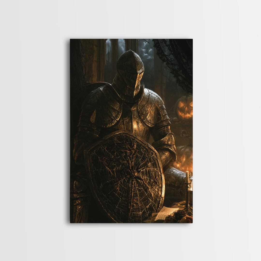 The Spider Knight, Victorian Gothic Art, Vertical Wall Art, Framed Canvas Print, Gothic Wall Decor, Halloween Portrait Art