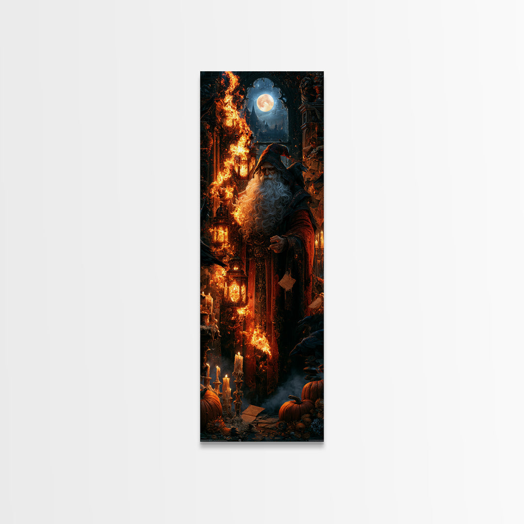 The Lantern Mage, Macabre Victorian Decor, Tall Narrow Wall Art, Framed Canvas Print, Gothic Wall Decor, Halloween Portrait Art