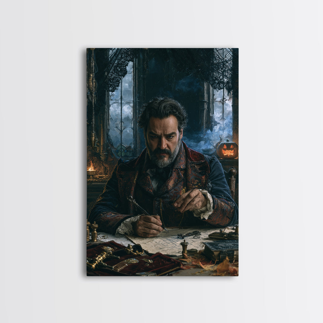 The Royal Coffin Maker, Victorian Horror Portrait, Vertical Wall Art, Framed Canvas Print, Gothic Wall Decor, Halloween Portrait Art