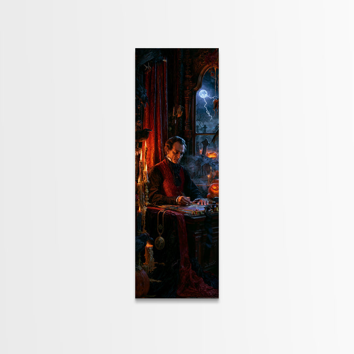 The Royal Coffin Maker, Macabre Victorian Decor, Tall Narrow Wall Art, Canvas Print, Gothic Wall Decor, Halloween Portrait Art