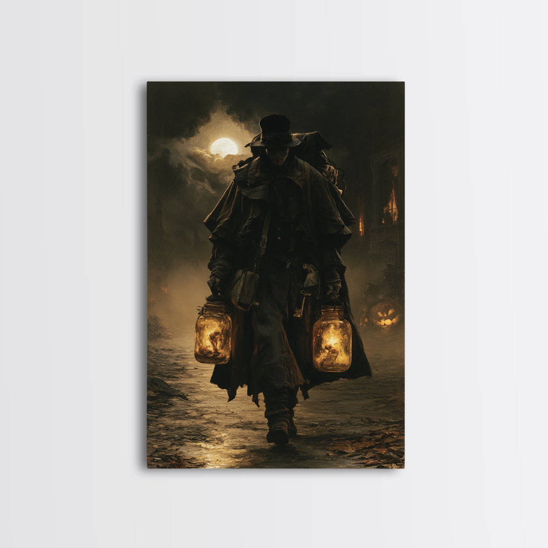 The Soul Collector, Dark Academia Wall Art, Vertical Wall Art, Canvas Print, Gothic Wall Decor, Halloween Portrait Art, Macabre Wall Art