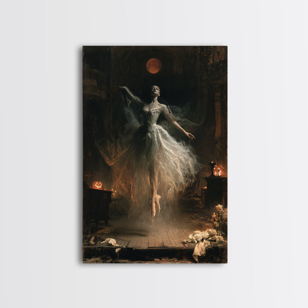 The Phantom Ballerina, Victorian Gothic Art, Vertical Wall Art, Canvas Print, Gothic Wall Decor, Halloween Portrait Art