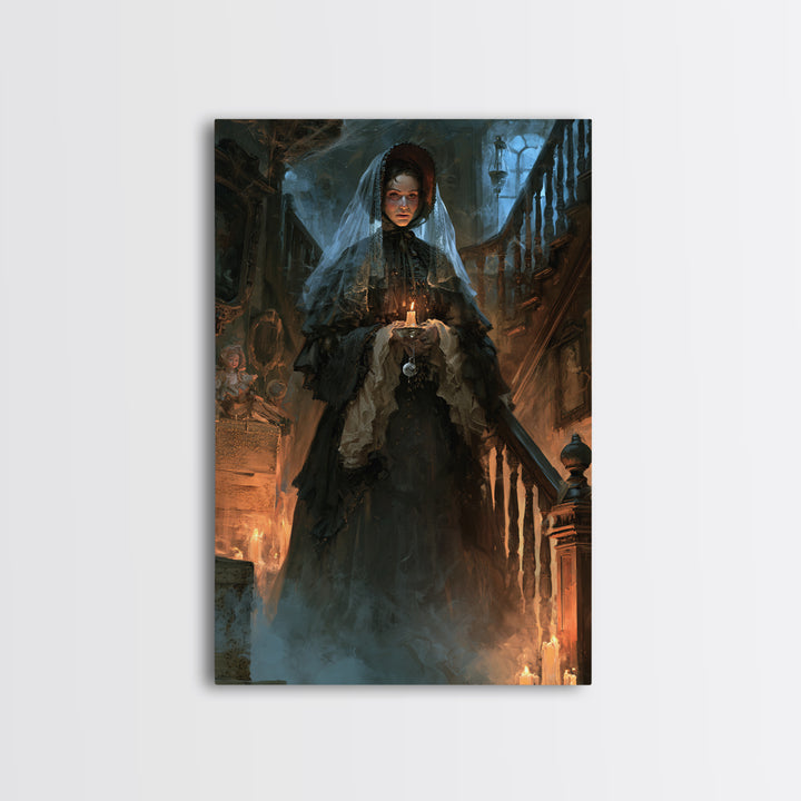 The Cemetery Beekeeper, Dark Academia Wall Art, Vertical Wall Art, Framed Canvas Print, Gothic Wall Decor, Halloween Portrait Art
