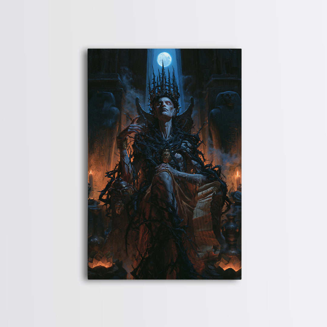 The Thorn-Crowned King, Macabre Victorian Decor, Vertical Wall Art, Framed Canvas Print, Gothic Wall Decor, Halloween Portrait Art