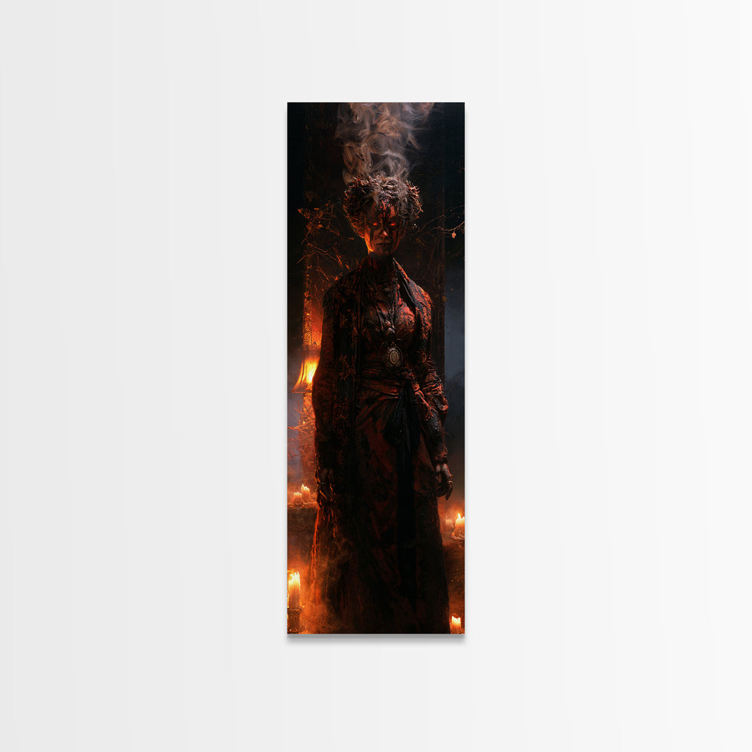 The Ash-Covered Oracle, Victorian Gothic Art, Tall Narrow Wall Art, Canvas Print, Gothic Wall Decor, Halloween Portrait Art, Horror Wall Art