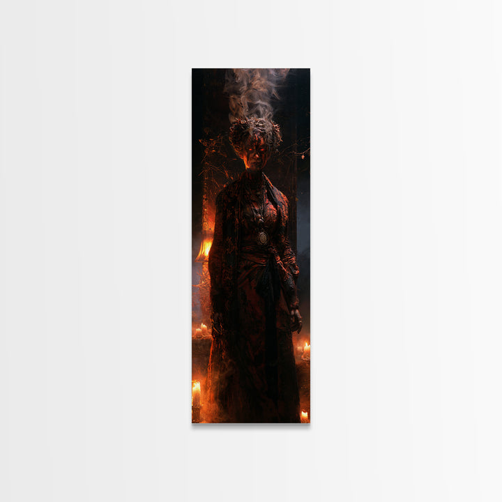 The Ash-Covered Oracle, Victorian Gothic Art, Tall Narrow Wall Art, Canvas Print, Gothic Wall Decor, Halloween Portrait Art, Horror Wall Art