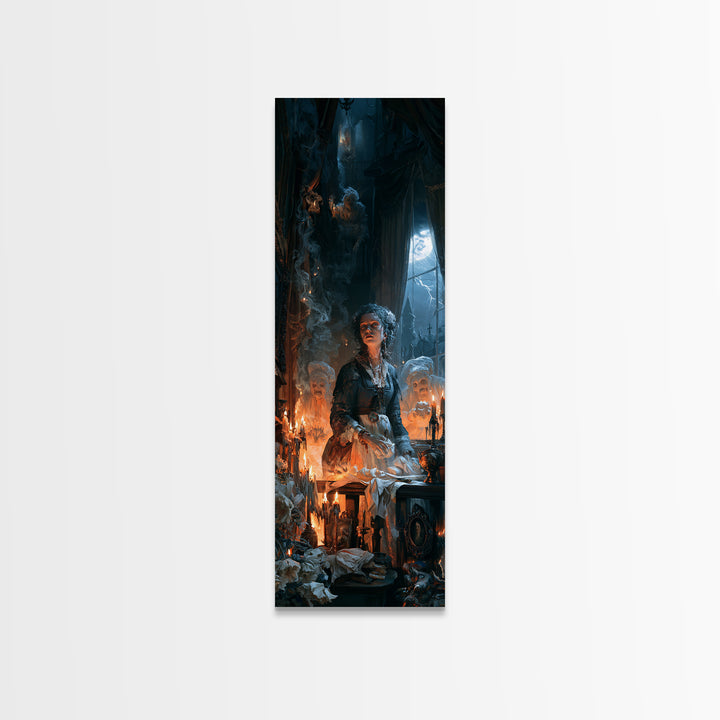 The Ghost Bakery, Dark Academia Wall Art, Tall Narrow Wall Art, Framed Canvas Print, Gothic Wall Decor, Halloween Portrait Art