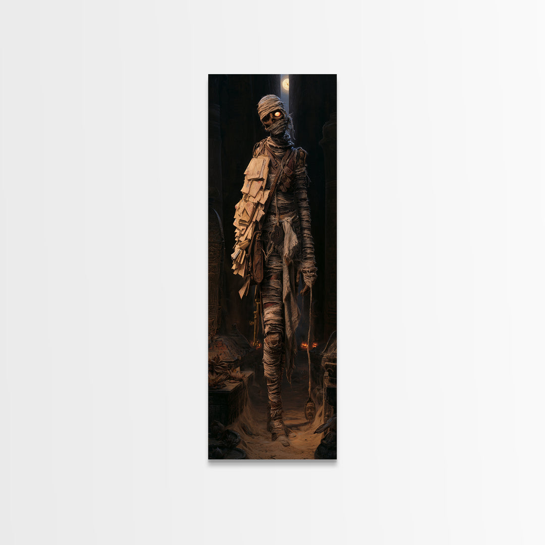 The Mummy Mail Carrier, Victorian Horror Portrait, Tall Narrow Wall Art, Canvas Print, Gothic Wall Decor, Halloween Portrait Art