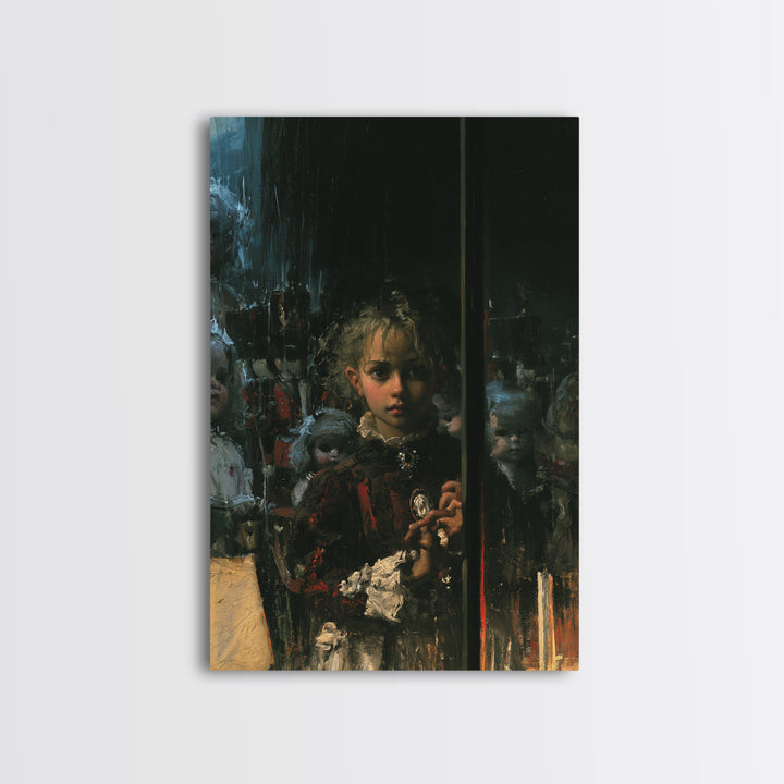 The Haunted Toy Parade, Dark Academia Wall Art, Vertical Wall Art, Canvas Print, Gothic Wall Decor, Halloween Portrait Art