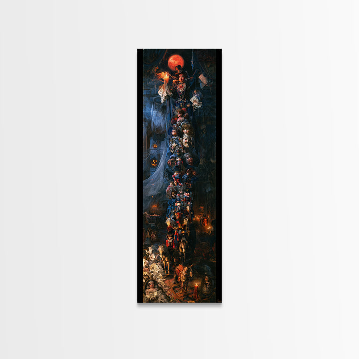 The Haunted Toy Parade, Victorian Gothic Art, Tall Narrow Wall Art, Framed Canvas Print, Gothic Wall Decor, Halloween Portrait Art