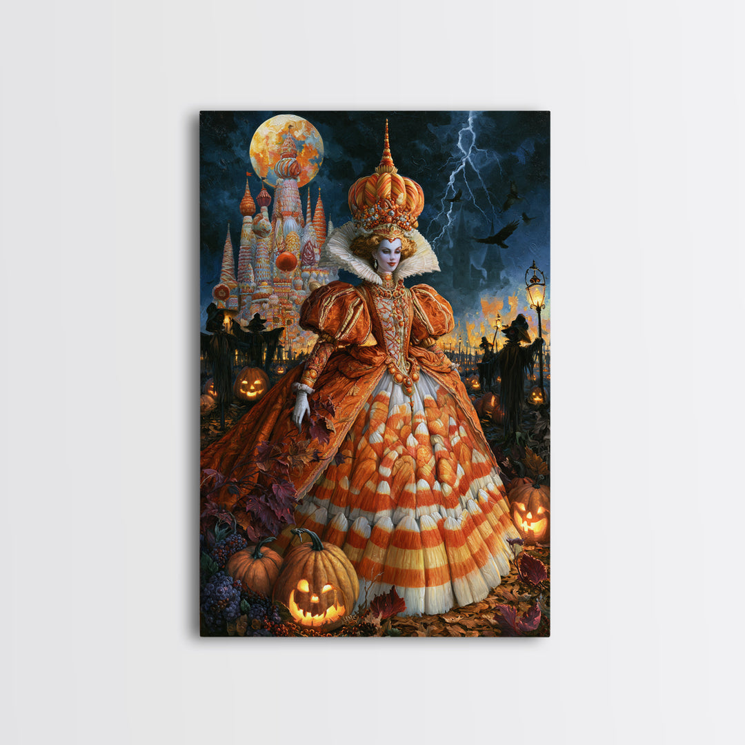 The Candy Corn Kingdom, Victorian Gothic Art, Vertical Wall Art, Canvas Print, Gothic Wall Decor, Halloween Portrait Art, Spooky Wall Decor