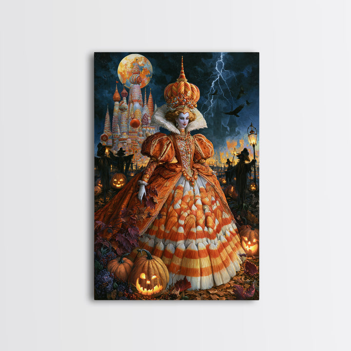The Candy Corn Kingdom, Victorian Gothic Art, Vertical Wall Art, Canvas Print, Gothic Wall Decor, Halloween Portrait Art, Spooky Wall Decor