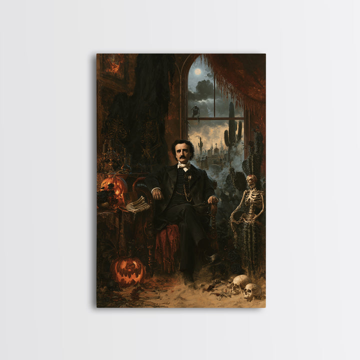 Desert Halloween, Antique Gothic Portrait, Vertical Wall Art, Framed Canvas Print, Gothic Wall Decor, Halloween Portrait Art