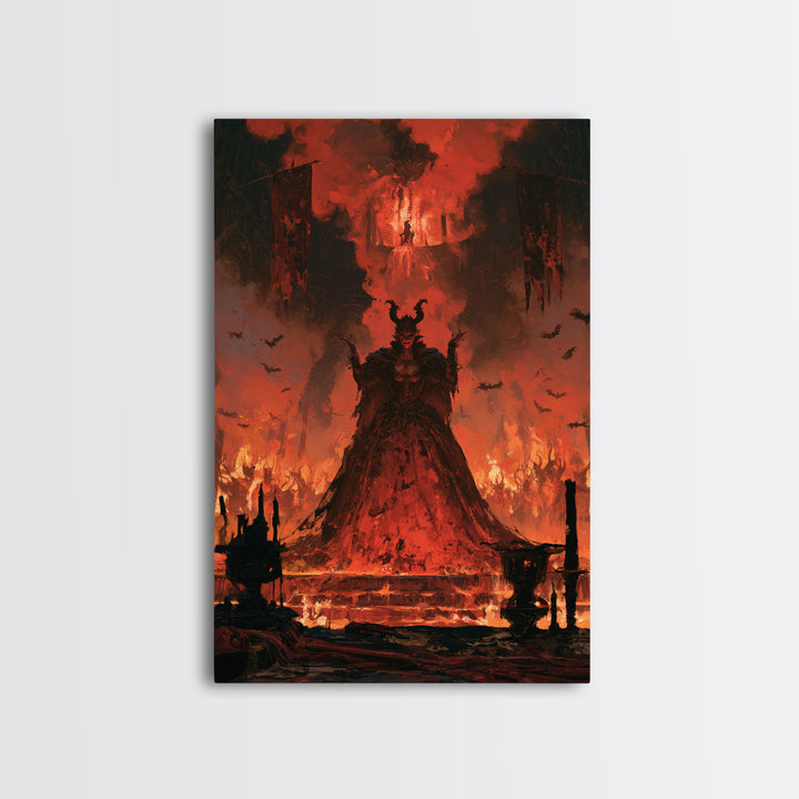 The Volcanic Demon Festival, Victorian Gothic Art, Vertical Wall Art, Framed Canvas Print, Gothic Wall Decor, Halloween Portrait Art