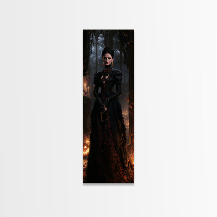 The Town Where Shadows Live, Victorian Gothic Art, Tall Narrow Wall Art, Canvas Print, Gothic Wall Decor, Halloween Portrait Art