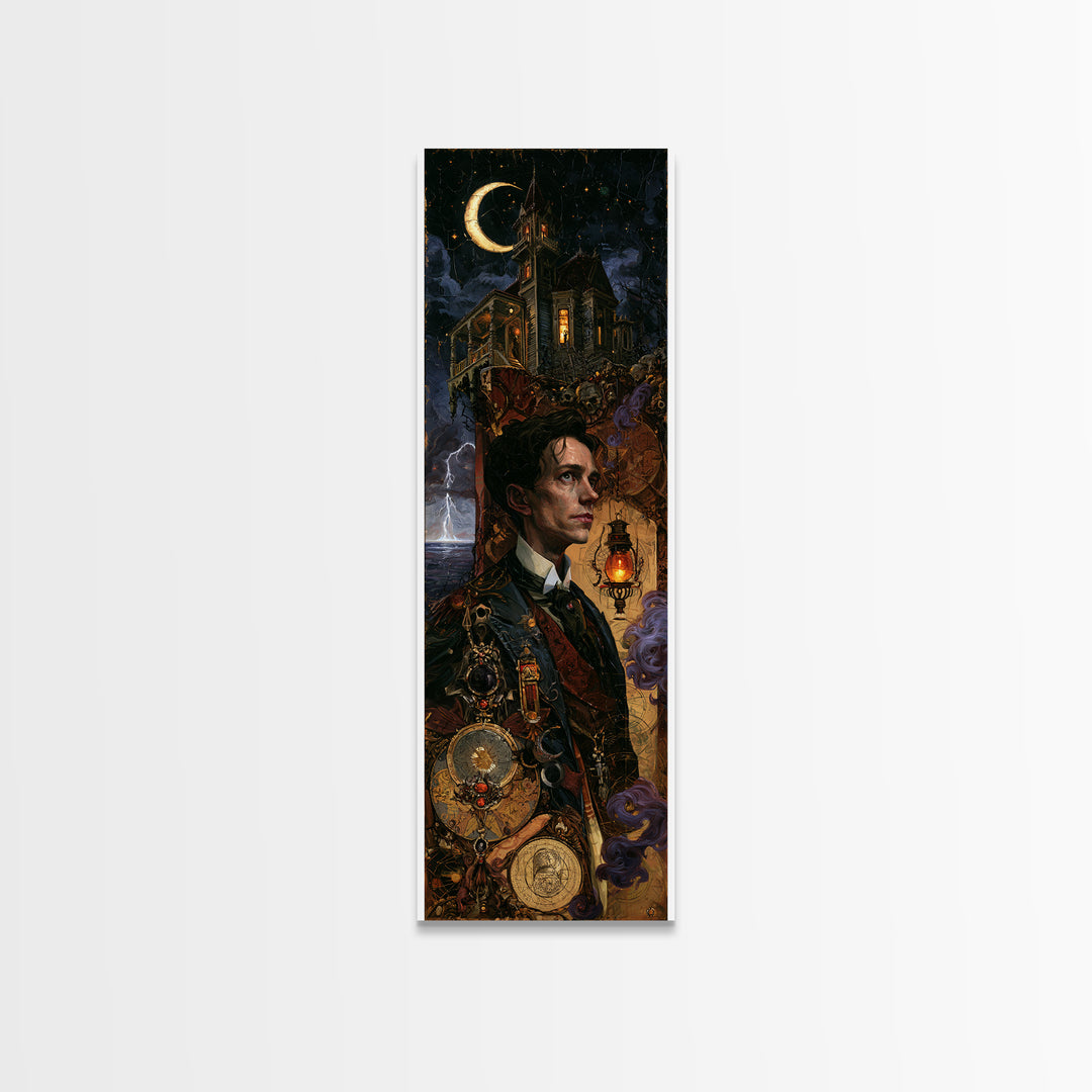 The Last House At The World'S Edge, Victorian Horror Portrait, Tall Narrow Wall Art, Framed Canvas Print, Gothic Wall Decor
