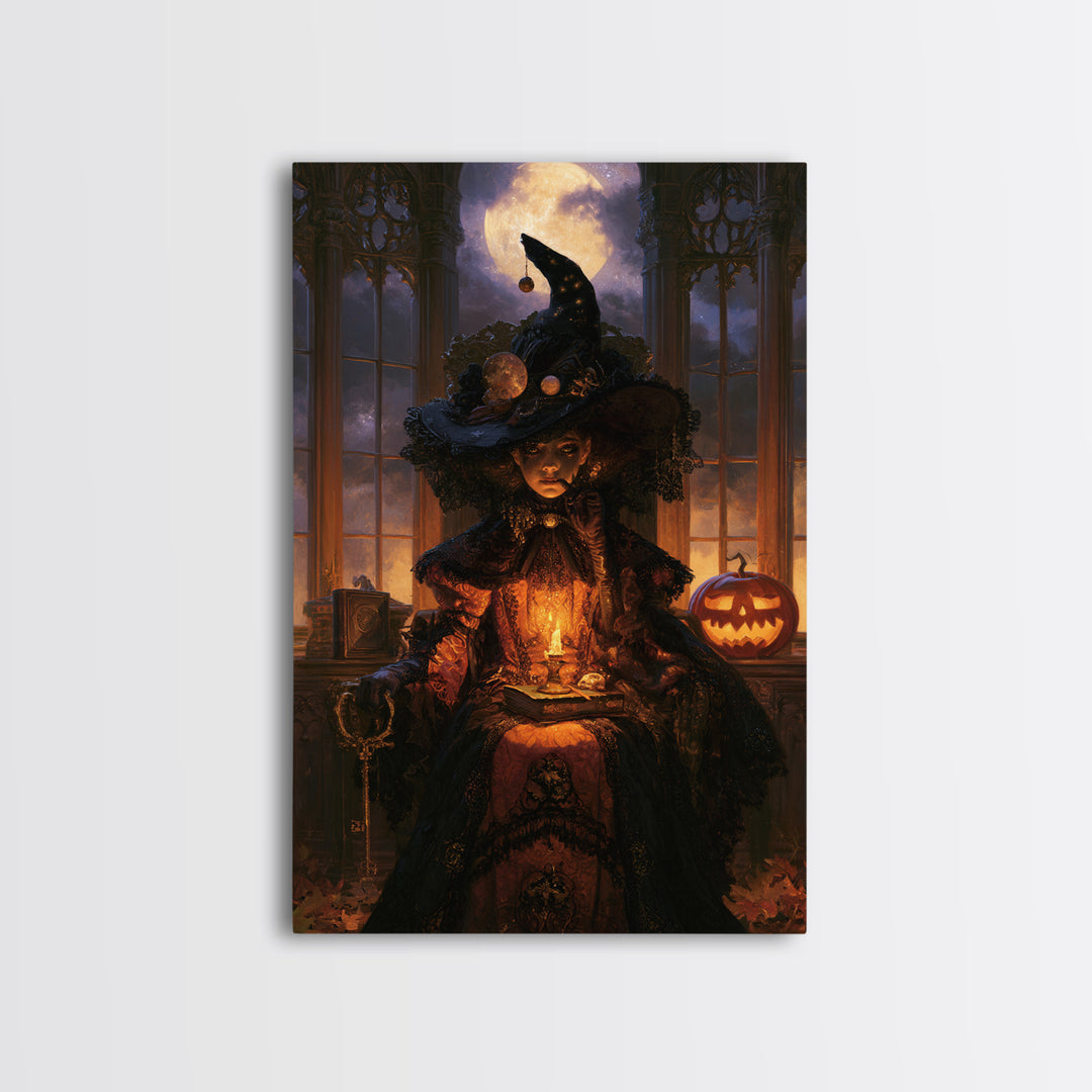 Halloween On Another Planet, Dark Academia Wall Art, Vertical Wall Art, Canvas Print, Gothic Wall Decor, Halloween Portrait Art