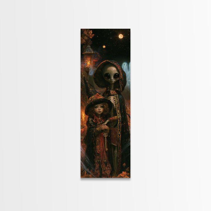 Halloween On Another Planet, Victorian Gothic Art, Tall Narrow Wall Art, Canvas Print, Gothic Wall Decor, Halloween Portrait Art