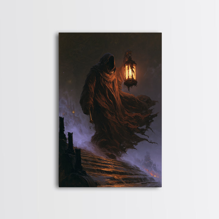 The Lantern-Bearer Of R’Lyeh, Victorian Horror Portrait, Vertical Wall Art, Canvas Print, Gothic Wall Decor, Halloween Portrait Art