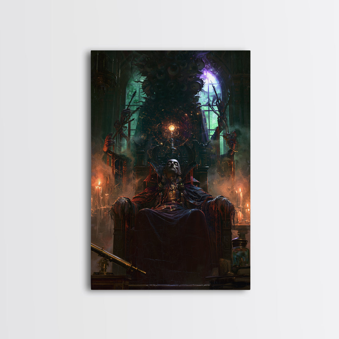 The Dreaming Priest Of The Outer Gate, Dark Academia Wall Art, Vertical Wall Art, Framed Canvas Print, Gothic Wall Decor, Halloween Decor